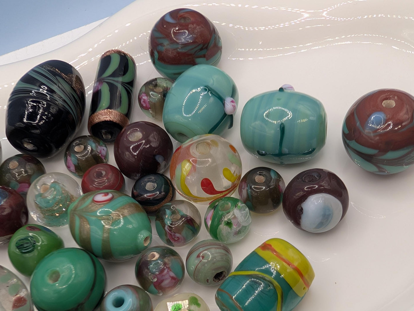 1/4 LB Learise "Green with Envy" Lampworks Fancy Glass Beads - Exclusive Mix for Jewelry Making